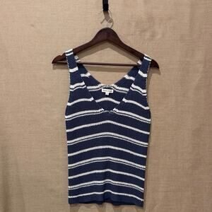 Beach/Coastal Summer Sweater Tank | Blue & White Stripe | Women’s Small